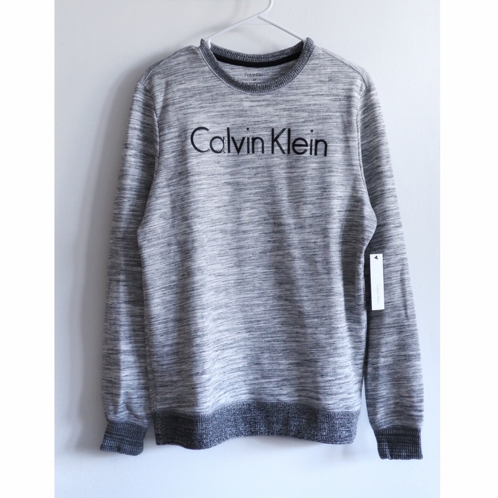 Calvin Klein Classic Logo Crewneck Heather Grey S NWT